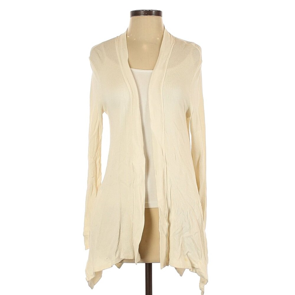 EUC Splendid Cream Thermal Oversized Cardigan Size XS Pockets Asymmetrical Hem